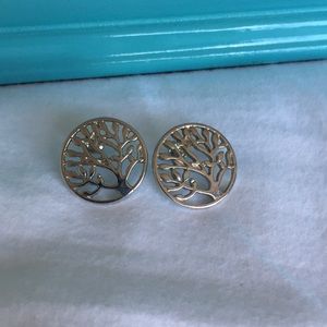 Silver tree design earring studs